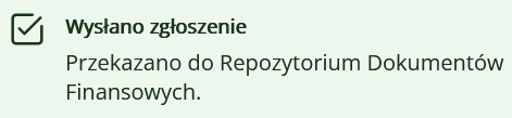 Potwierdzenie wysłania zgłoszenia do RDF