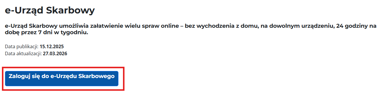 Ekran główny e-Urzędu Skarbowego — przejdź do Dokumenty → Złóż dokument