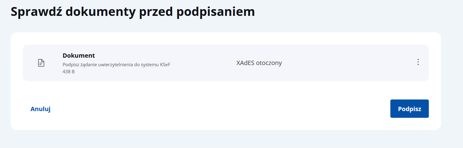 Podpisanie żądania uwierzytelnienia do KSeF przed zalogowaniem